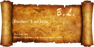 Beder Larina névjegykártya